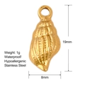 Detailed size view of a 19x8mm gold stainless steel conch shell charm for jewelry making - Conch 1 (SS0005) / Gold