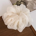 Elegant cream white organza oversized scrunchie for sophisticated hair styling - Off-white
