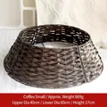 Brown woven rattan Christmas tree collar stand base with durable PE synthetic material - Coffee Small Tree Skirt