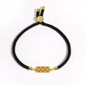 Adjustable black braided rope bracelet featuring a golden geometric zircon charm - Gold Hollow Geometric (Style 16)