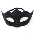 Detail of black masquerade mask with sequin floral patterns and elastic strap on white background - Painted Mask [Black]