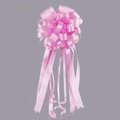 Large pink two-tone wedding car decoration bow with layered ribbon and tassel - Vertical Stripe Light Pink