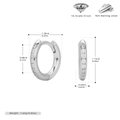 Detailed measurement of S925 sterling silver earrings with 5A grade zircon stones - 925 Silver / 925 Silver White Gold Plated - White