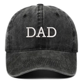 Vintage black washed cotton baseball cap with DAD embroidery and distressed finish - DAD Embroidery / Black