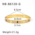 Close-up of 18K gold-plated bangle featuring white inlay stars and sparkling crystals - Gold Star Pave Diamond Bangle