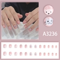 Cute watercolor panda and cat press-on nails set with 24 pieces featuring bow tie patterns - Glue Type(A3236)