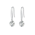 Elegant 925 sterling silver drop earrings with round-cut moissanite stones in silver - E13932 Large Single Stone With GRA Certificate