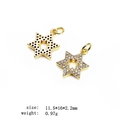 Front and back detail of gold star charms with micro-paved zircons and hollow patterns - 14-Small Star