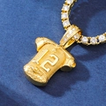 Macro view of gold football jersey pendant with number 12 and iced-out tennis chain detail - Jersey Style B
