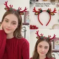Christmas reindeer antler headband with plush ears and red berries decoration - Style 5: Red Antlers with Pomegranate Ears