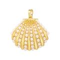 Elegant gold shell pendant with white pearls and marine heart charm design - Gold Shell (VD1599)