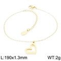 Elegante pulsera con colgante de corazón hueco en acero de titanio pulido - Dorado [Promo] KB144508-KLX