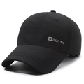 Black breathable quick-dry baseball cap with 3D silver SPORTS lettering on side - Adjustable / Black