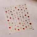 Golden celestial nail stickers with red hearts and moon stars patterns M-527 - M-527 Star Moon Eye Style / Gold/Red