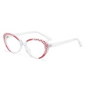 Cat-eye transparent glasses frame with red and white geometric patterns on the sides - Clear Red