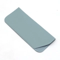 Gray-blue thickened leather sunglasses pouch with white stitching and open curved top - Light Blue
