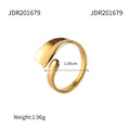 Minimalist golden stainless steel open ring with fluid sculptural design and 1.96g weight - Minimalist Irregular Style (JDR201679)