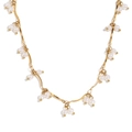 Collar bañado en oro de 18K con eslabones ondulados y perlas blancas - Collar de Borlas de Perlas Onduladas de Oro de 18K