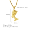 Goldene Edelstahl-Halskette mit Nofretete-Anhänger und detaillierten Größenangaben - Gold