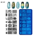 Detail of BC-09 nail stamping plate with lace and floral patterns for manicure art - Lace Butterfly High Heels Style (BC-09)