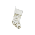 Calza di Natale in peluche bianca con fiocchi d'oro e scritta Merry Christmas - Bianco brillante-Fiocco di neve