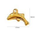 Polished golden dolphin charm pendant for DIY jewelry, measuring 17mm by 14mm size - 7059-Small Dolphin
