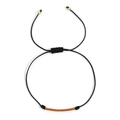 Handmade woven black cord bracelet with orange beads and adjustable gold metal beads - Orange Brown Tube Beads / Black
