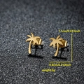 Macro shot of gold coconut tree studs showing measurements 1.1cm by 0.8cm for earrings - Palm Tree (075) / Gold