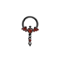 Piercing gothique ailes de chauve-souris noires avec pendentif coeur rouge rubis - Anneau de nez noir chauve-souris cœur rouge