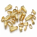 Polished gold stainless steel pinch bails with textured dots for DIY necklace jewelry - Patterned-4*11mm / Gold