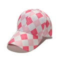 Close-up of pink and white diamond checkered pattern on a cotton baseball cap - M (56-58cm) / Pink