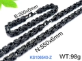 Black stainless steel Byzantine chain bracelet and necklace set with specific dimensions - 6mm / 16cm / Black