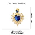 Macro view of heart-shaped copper pendant with blue stone and dimension markings - Blue Heart Gemstone Style (XL-355B) / Pendant