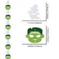 Detail view of non-woven Halloween ghost and zombie ornaments with dimensions shown - Zombie & White Ghost Style
