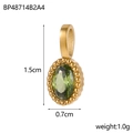 Detail of a gold heart pendant with green gemstone featuring 1.5cm height dimensions - BP48714B2A4 / Green