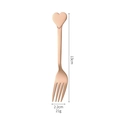 Rose gold heart-shaped stainless steel dessert fork measuring 13cm with a sleek finish - Fork / Rose Gold