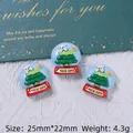 Resin Christmas snow globe accessory with green tree and bear for DIY crafts - Glossy Crystal Ball