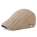 Gorra plana de rayas caqui en sarga de algodón con hebilla metálica ajustable - Ajustable / Caqui