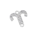 Macro view of Aries zodiac connector pendant with white zirconia pavé in platinum finish - Silver Aries