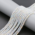 Close-up of 4mm 96-facet Aurora white crystal glass beads for jewelry making - 4mm (Approx 98pcs/Strand) / White Jade Dazzle