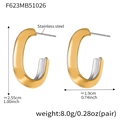 Detail showing two-tone gold and silver U-shape earrings with precise size measurements - Mixed Color (Gold & Silver) / Color Block