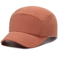 Short brim 5-panel brick red canvas baseball cap with retro workwear style and metal eyelets - Orange
