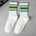 One Size White with Green and Yellow Stripes
