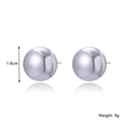 Retro style large 1.8cm silver polished sphere stud earrings with a glossy mirror finish - Polished Grey Metal Ball Stud