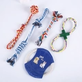 5-piece set of durable multicolor cotton rope dog chew toys for dental cleaning and play - 5-Piece Set 415g