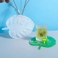 Moule en silicone de feuille de monstera avec sous-verre en résine et verre - Moule de dessous de verre en forme de grande feuille de Monstera miroir