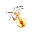 Golden titanium flat back stud earring featuring round white opal and clear zirconia stones - Gold / White Opal