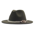 Chapeau fedora vert olive à large bord avec cordelette blanche et gourmette dorée - M (56-58cm) / Vert Militaire