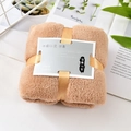 Plush khaki coral fleece face towel with gold ribbon gift wrap and elegant card - Brown