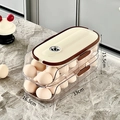 Double-layer rolling egg storage box in transparent plastic with a fresh date tracker lid - Double Row 2 Layers